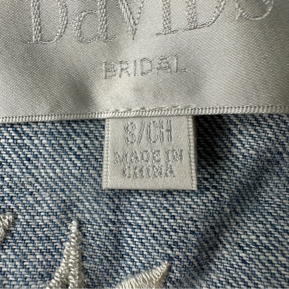 David’s Bridal “The Bride” Embroidered Jean Jacket. Size Small - Picture 7 of 9